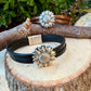 Sunflower Leather Bracelet • Double‑Strand 5mm Leather • Antique Silver Magnetic Cuff