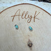 4×6mm Turquoise Stud Earrings Sterling Silver • Number 8 Turquoise Cabochon Posts