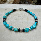 Kingman Turquoise Nugget Bracelet • Black Onyx • Sterling Silver • Evil Eye or Feather Charm