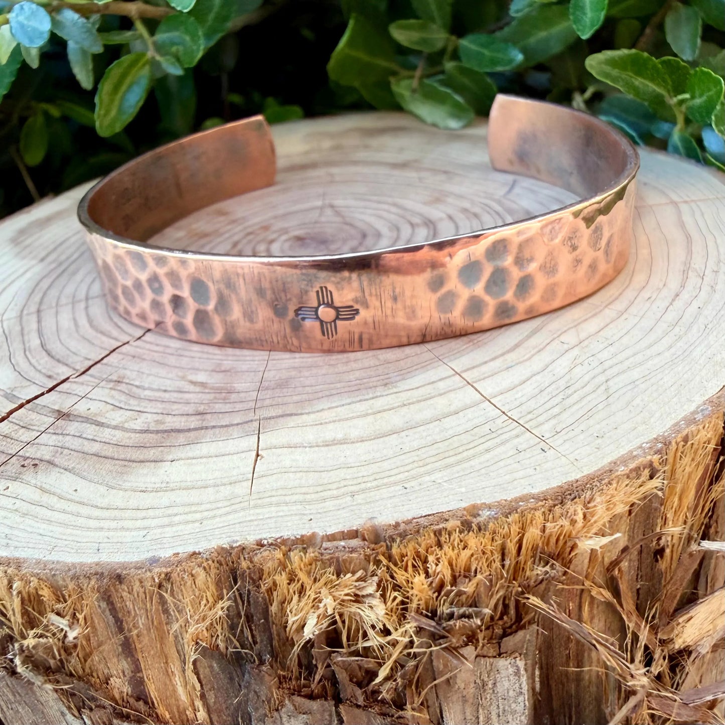 Southwest Zia Copper Cuff • Hand‑Forged 3/8” Bracelet • Rustic Unisex Jewelry