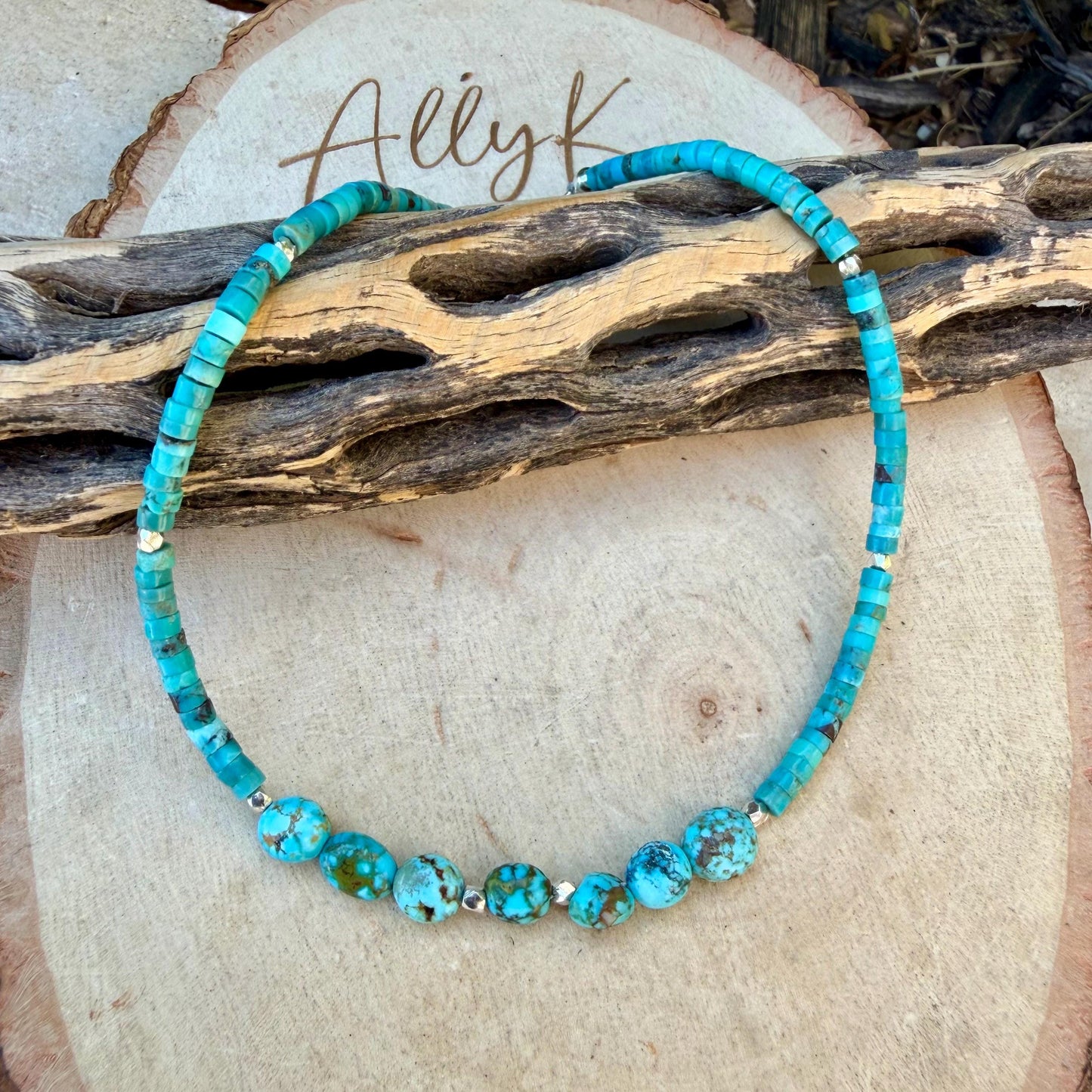 Turquoise Anklet • Kingman Nugget Ankle Bracelet • Sterling Silver • Dainty Ankle Jewelry
