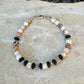 White Buffalo Dolomite & Black Onyx Bracelet • 5mm Stones • Sterling Silver