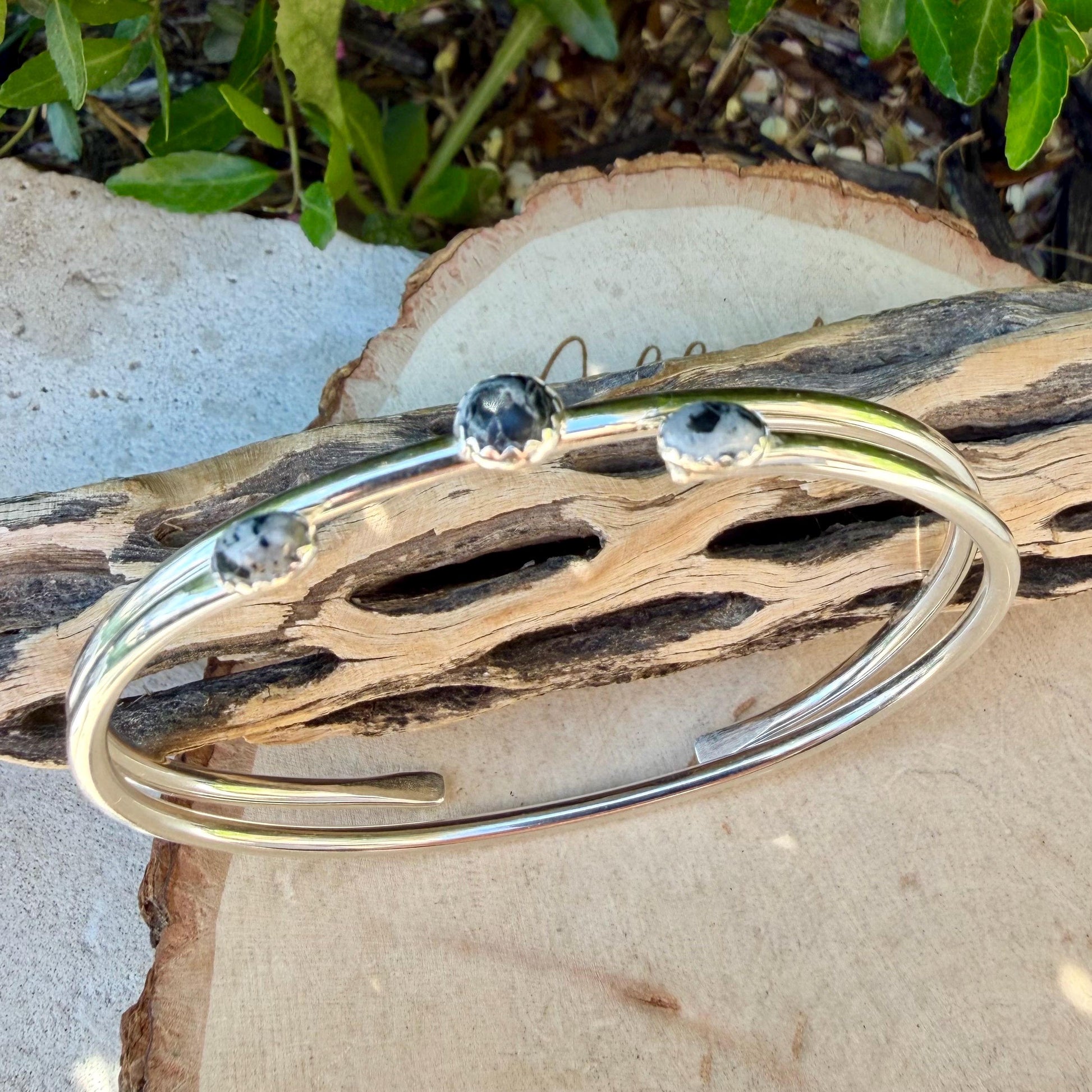 White Buffalo Turquoise Cuff Set of 2 • Handmade Adjustable Sterling Silver Bracelets