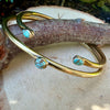 Brass Number 8 Turquoise Rustic Cuff Set of 2 • Hand‑Forged Adjustable Stack