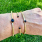 Black Onyx Cuff Bracelets Set | Hand-Forged Brass Stack of 3