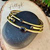 Black Onyx Cuff Bracelets Set | Hand-Forged Brass Stack of 3