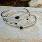 Onyx Cuff Set of 3 – Hand Forged Adjustable Sterling Silver Bracelets
