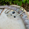 Onyx Cuff Set of 3 – Hand Forged Adjustable Sterling Silver Bracelets
