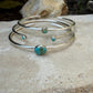 Sterling Kingman Turquoise Cuff Bracelet Set • Hand‑Forged Three‑Piece Stack