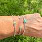 Sterling Kingman Turquoise Cuff Bracelet Set • Hand‑Forged Three‑Piece Stack
