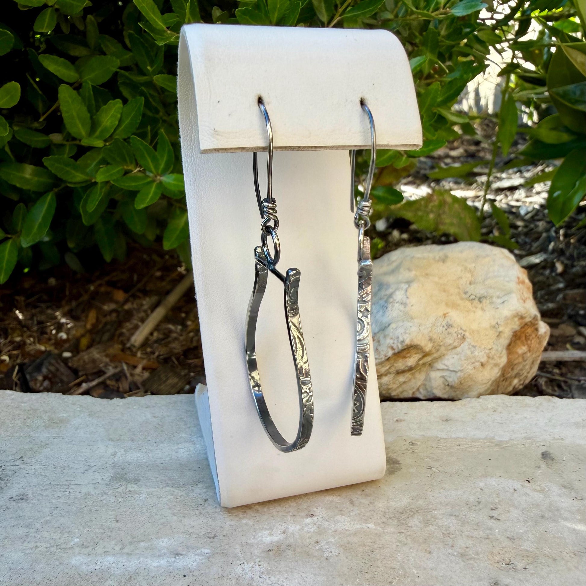 Sterling Silver Paisley Drop Earrings • Western Stirrups • Handmade Artisan Jewelry