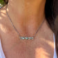 Turquoise Bar Necklace • Sterling Rectangle Pendant • Oxidized Artisan Chain