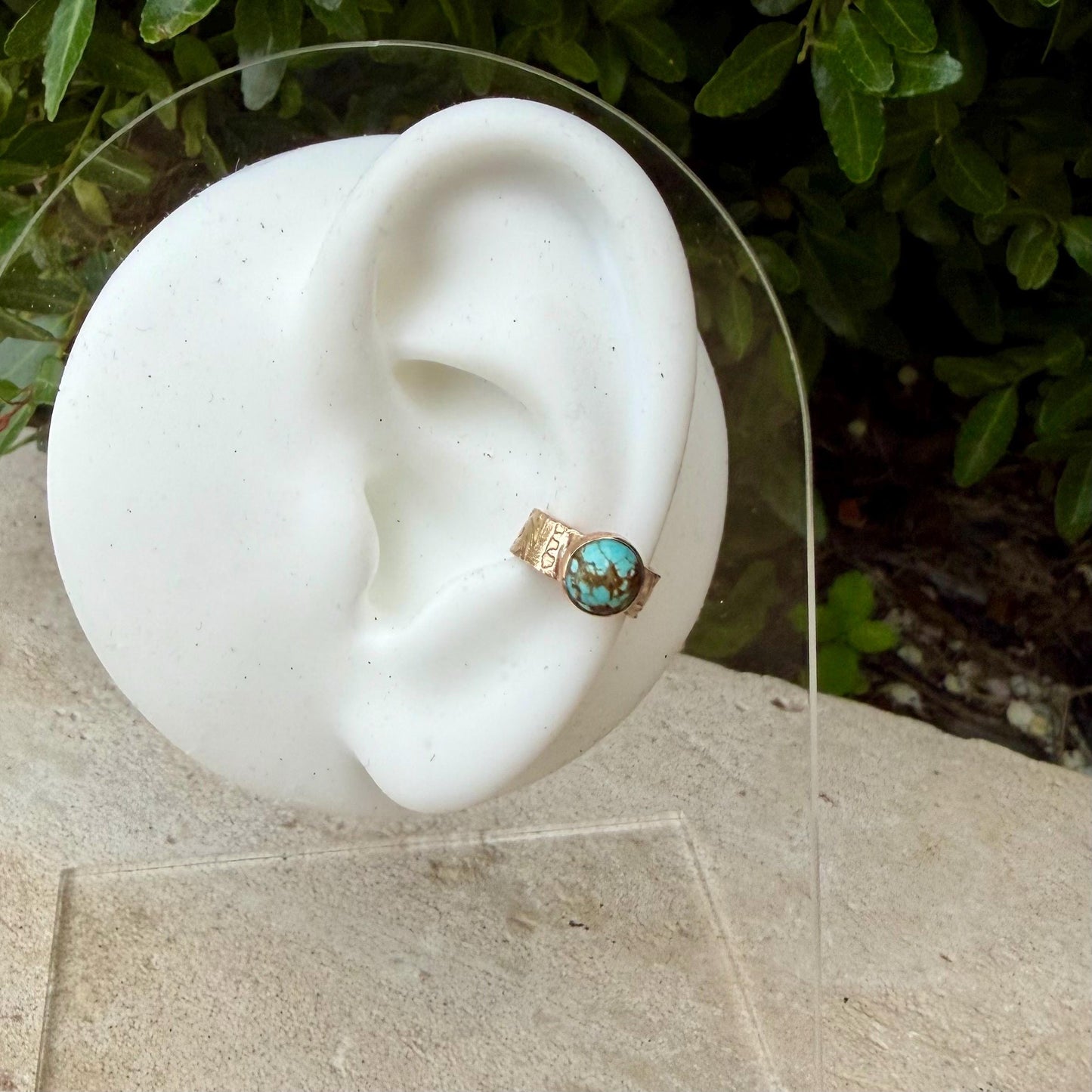 14k Gold Filled Turquoise 4mm Ear Cuff • Number 8 • No Piercing Conch Wrap
