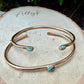 14k Gold Filled Number 8 Turquoise Cuff Bracelet Set • Hand‑Forged Two‑Piece Stack