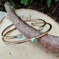 14k Gold Filled Number 8 Turquoise Cuff Bracelet Set • Hand‑Forged Two‑Piece Stack