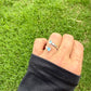 Rainbow Moonstone Sterling Silver Ring • Adjustable Double Bezel • Open Design