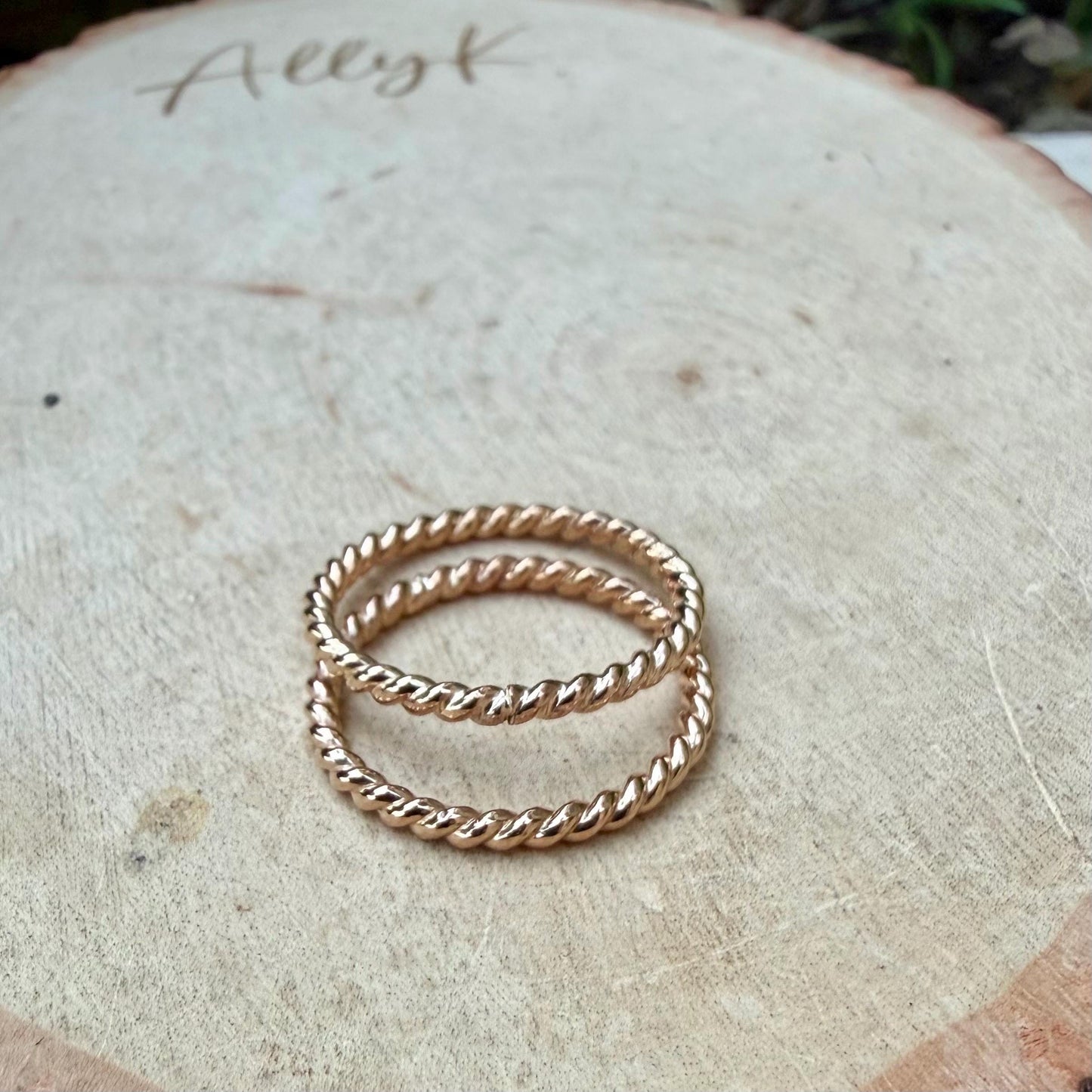 14k Gold Filled Rope Ring Set • Twist Bands • Stackable Rings
