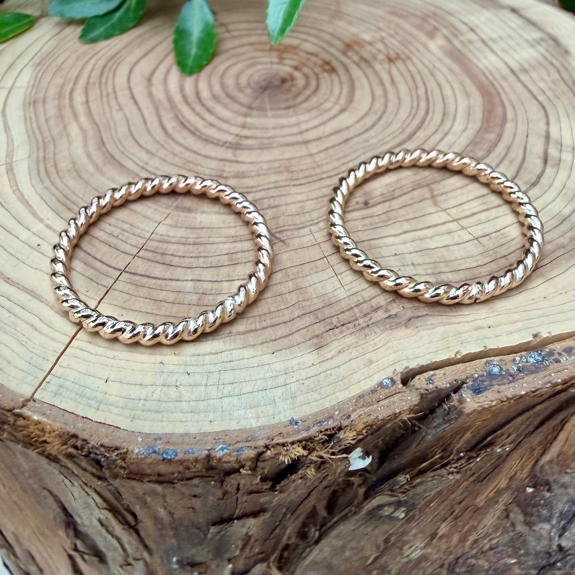 14k Gold Filled Rope Ring Set • Twist Bands • Stackable Rings