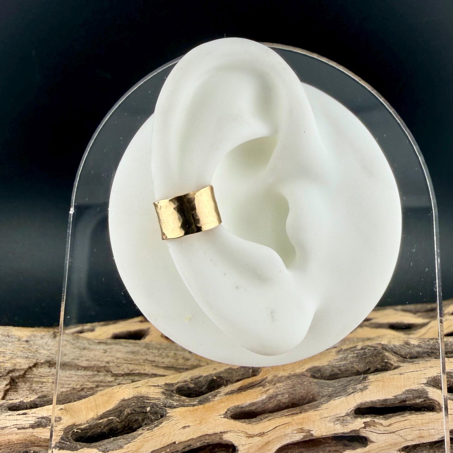 14k Gold Filled Ear Cuff • Hammered Faux Conch • No Piercing Adjustable Cuff
