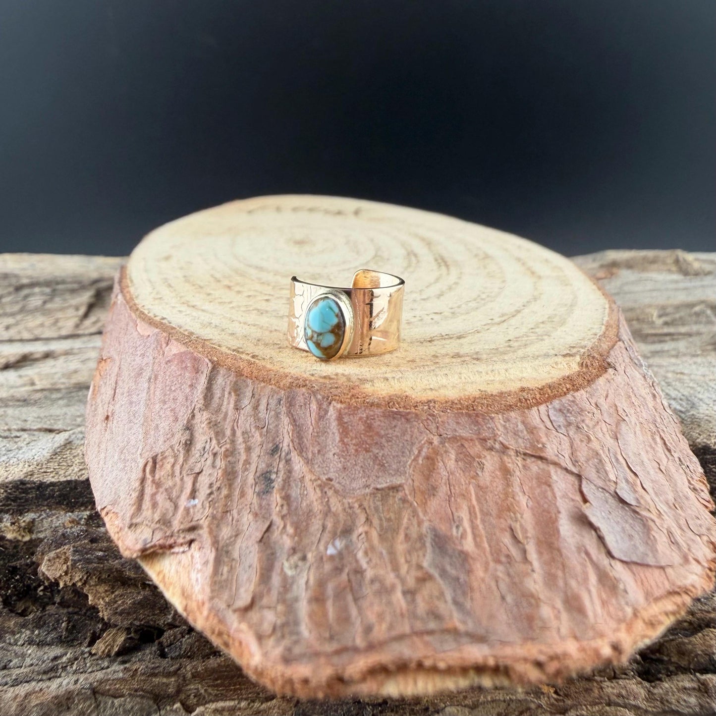 Turquoise Ear Cuff • 14k Gold Filled • 4x6mm Number 8 • No Piercing • Faux Conch