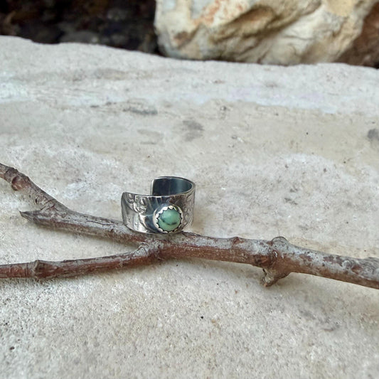 4mm Black Bridge Variscite Ear Cuff • Sterling Band • Fine Silver Bezel • No Piercing
