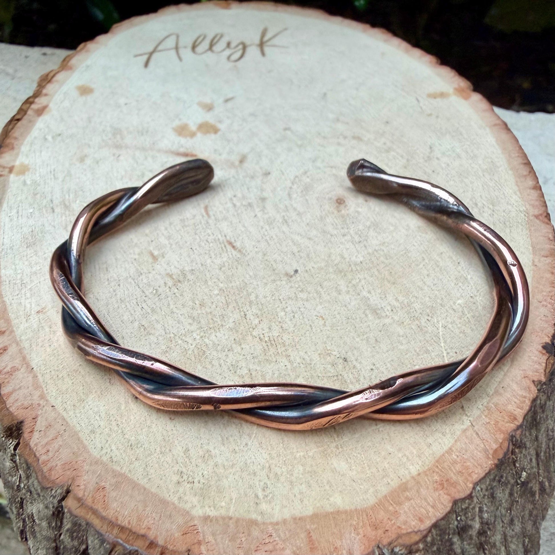 Rustic Copper Twist Cuff Bracelet • Hand‑Forged Solid Copper