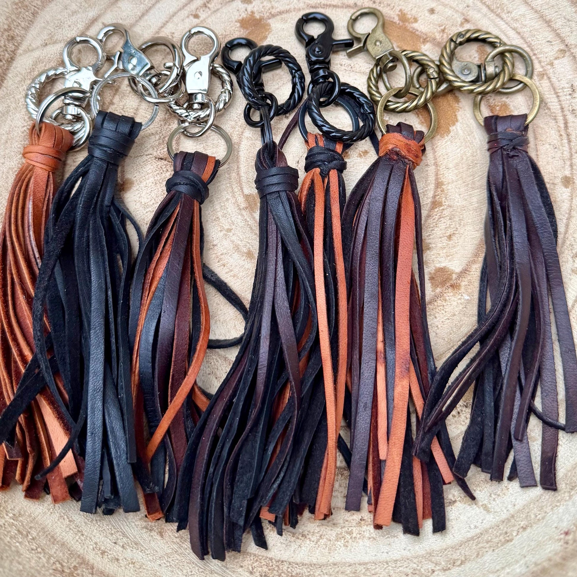 Leather Tassel Keychain • Deerskin Fringe Bag Charm • Western Purse Accessory