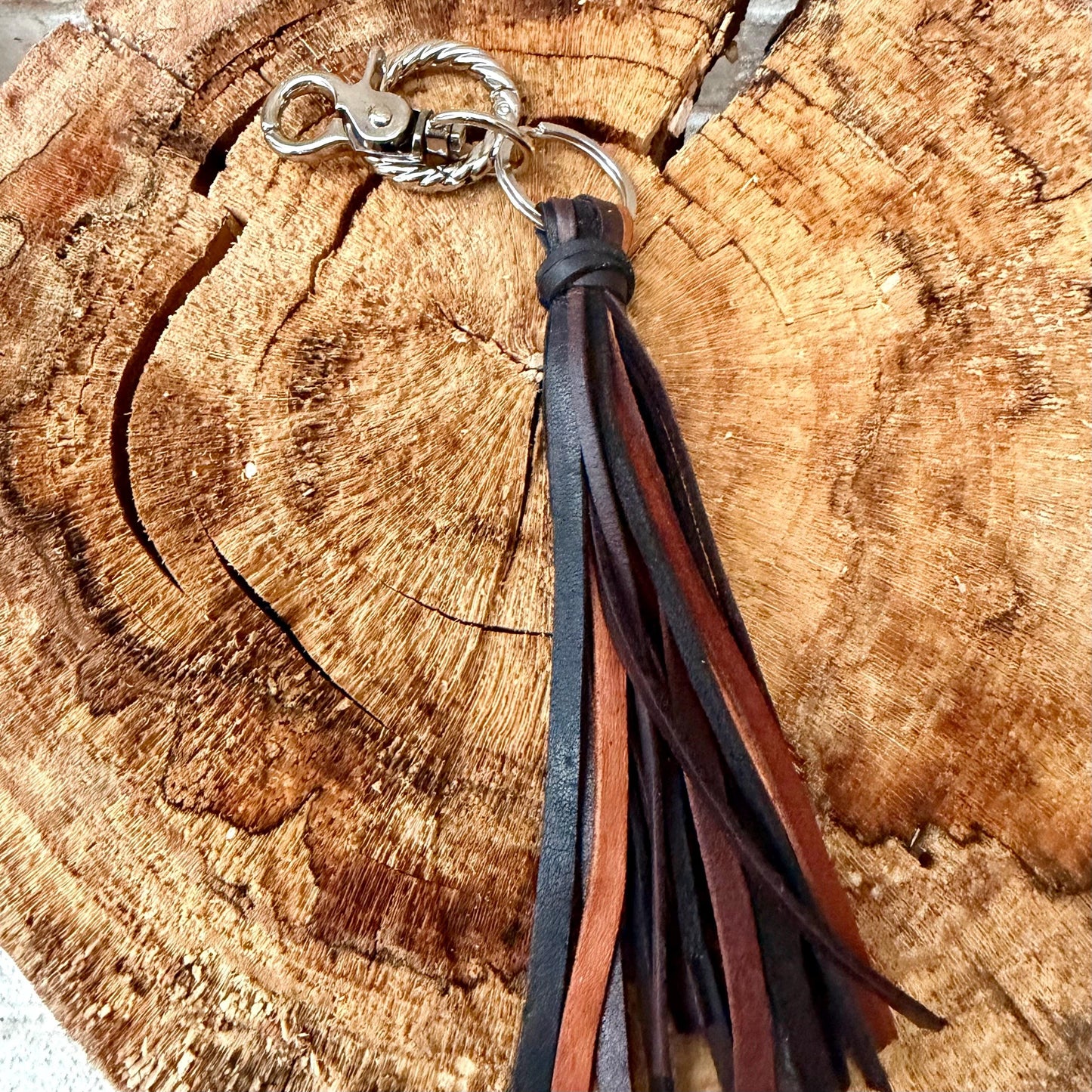 Leather Tassel Keychain • Deerskin Fringe Bag Charm • Western Purse Accessory