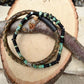 Camo Leather Bracelet Set • African Turquoise • Onyx • Hematite • Stainless Steel Bayonet Clasp