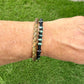 Camo Leather Bracelet Set • African Turquoise • Onyx • Hematite • Stainless Steel Bayonet Clasp