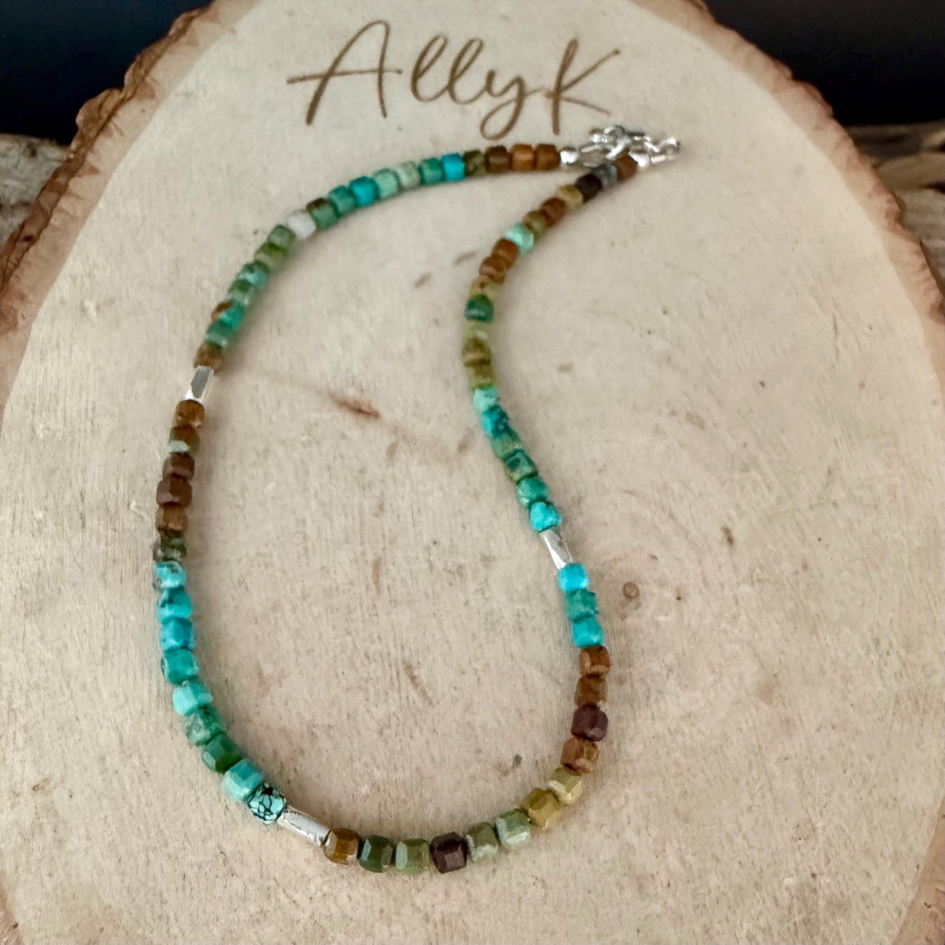 Sterling Silver Turquoise Anklet • Dainty 3mm Ombre Hubei Turquoise