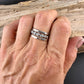 Sterling Ring Stack • 3 Ring Floral Set • Daisy Band • Rustic Silver Rings