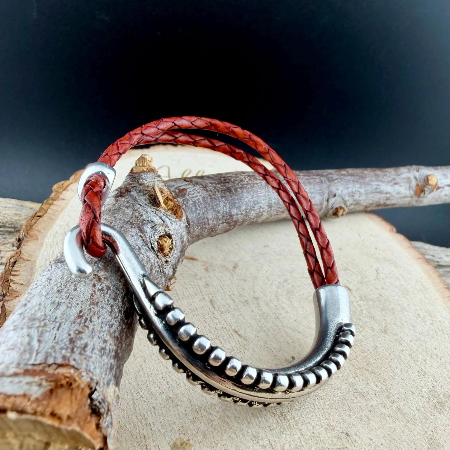 Braided Leather Wrap Bracelet • Silver Half Cuff • Multiple Colors