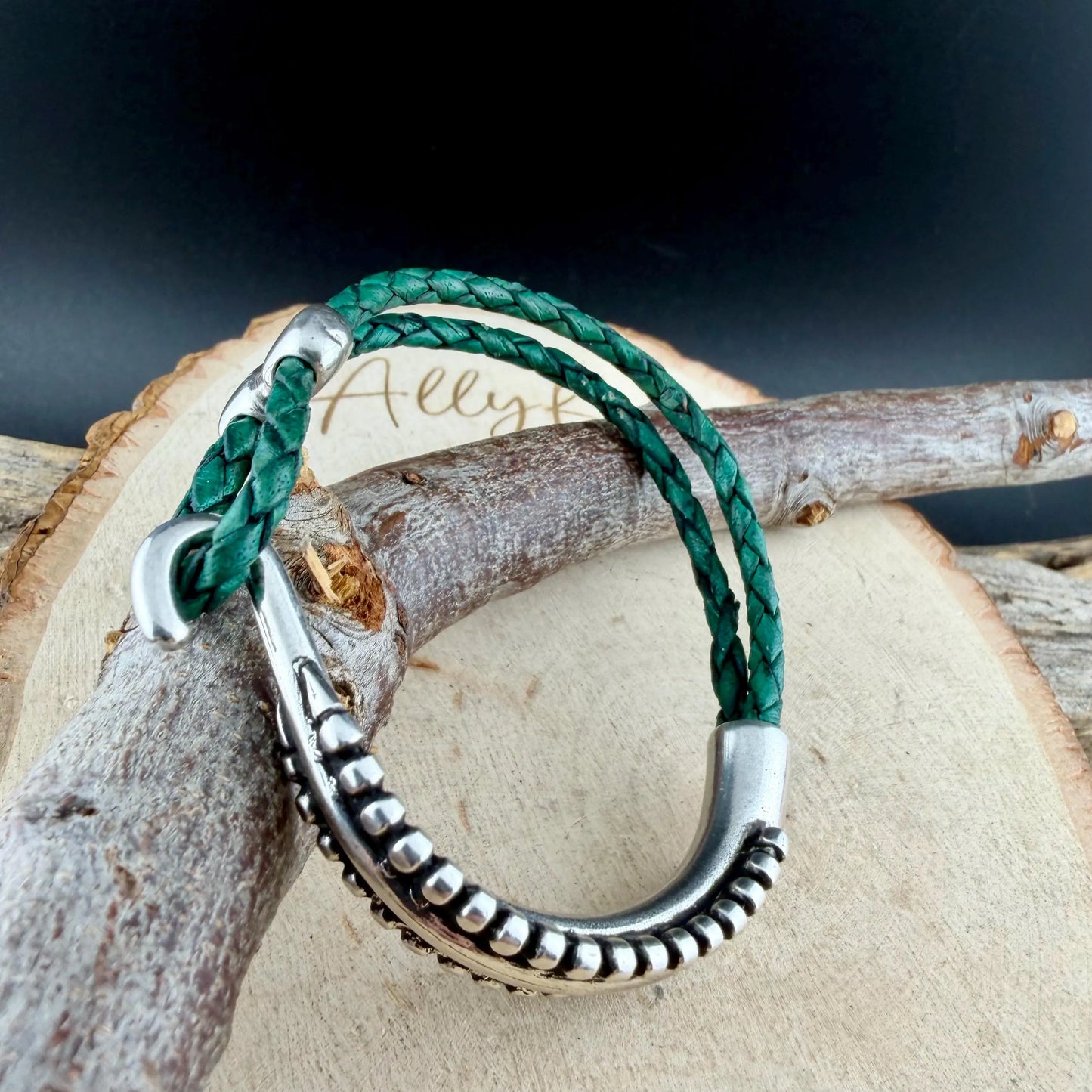 Braided Leather Wrap Bracelet • Silver Half Cuff • Multiple Colors