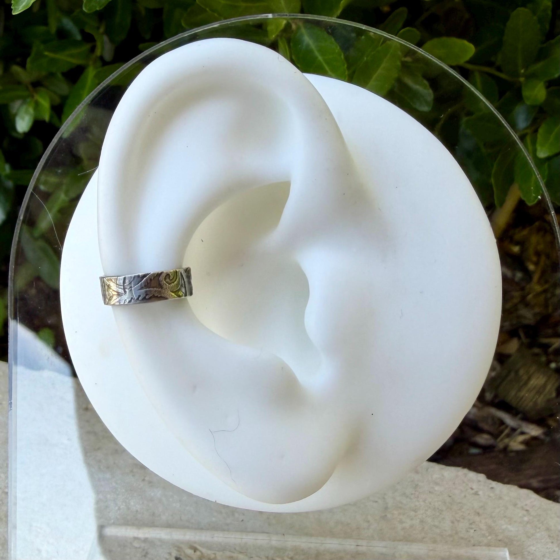 Paisley Sterling Silver Ear Cuff • 4mm Embossed • No Piercing • Adjustable 925 Jewelry