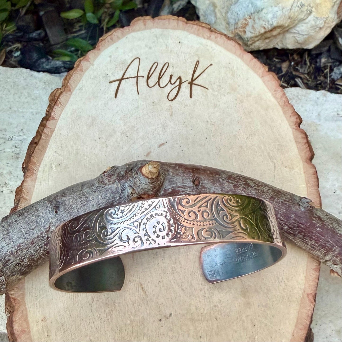 Raw Copper Paisley Cuff • Embossed Copper Bracelet • Southwestern Unisex Jewelry