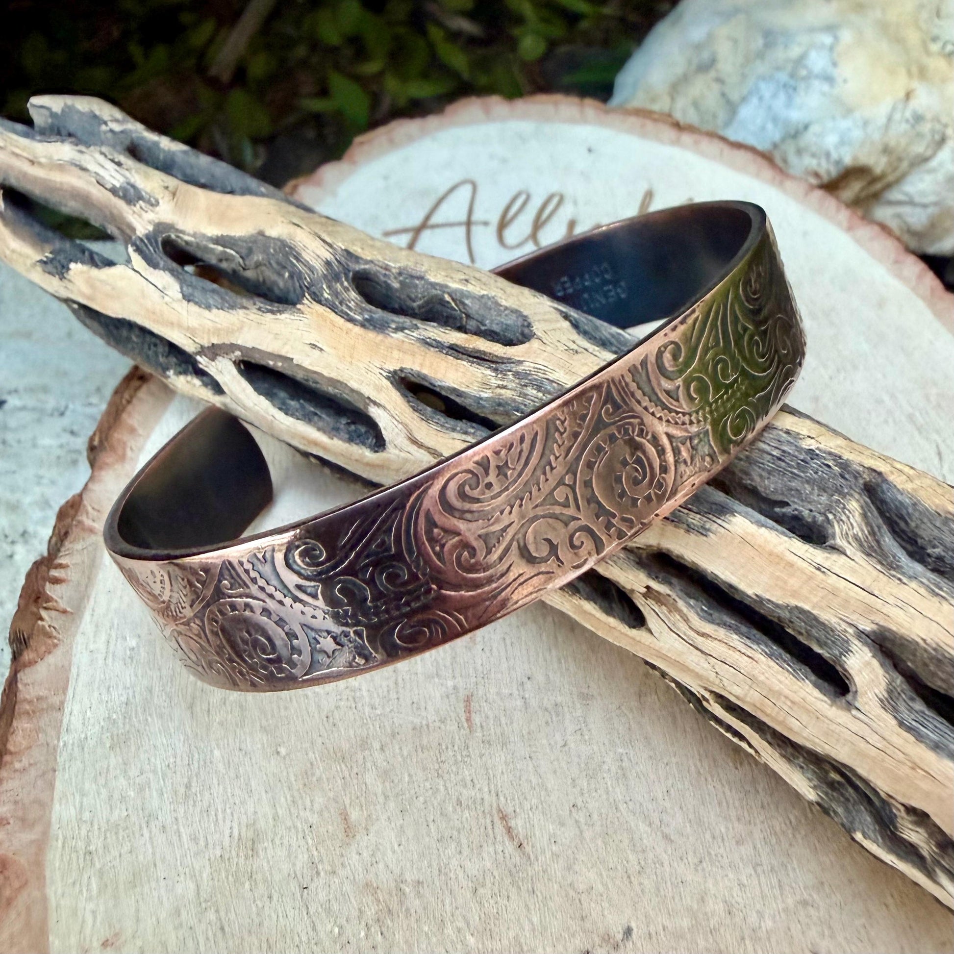 Raw Copper Paisley Cuff • Embossed Copper Bracelet • Southwestern Unisex Jewelry