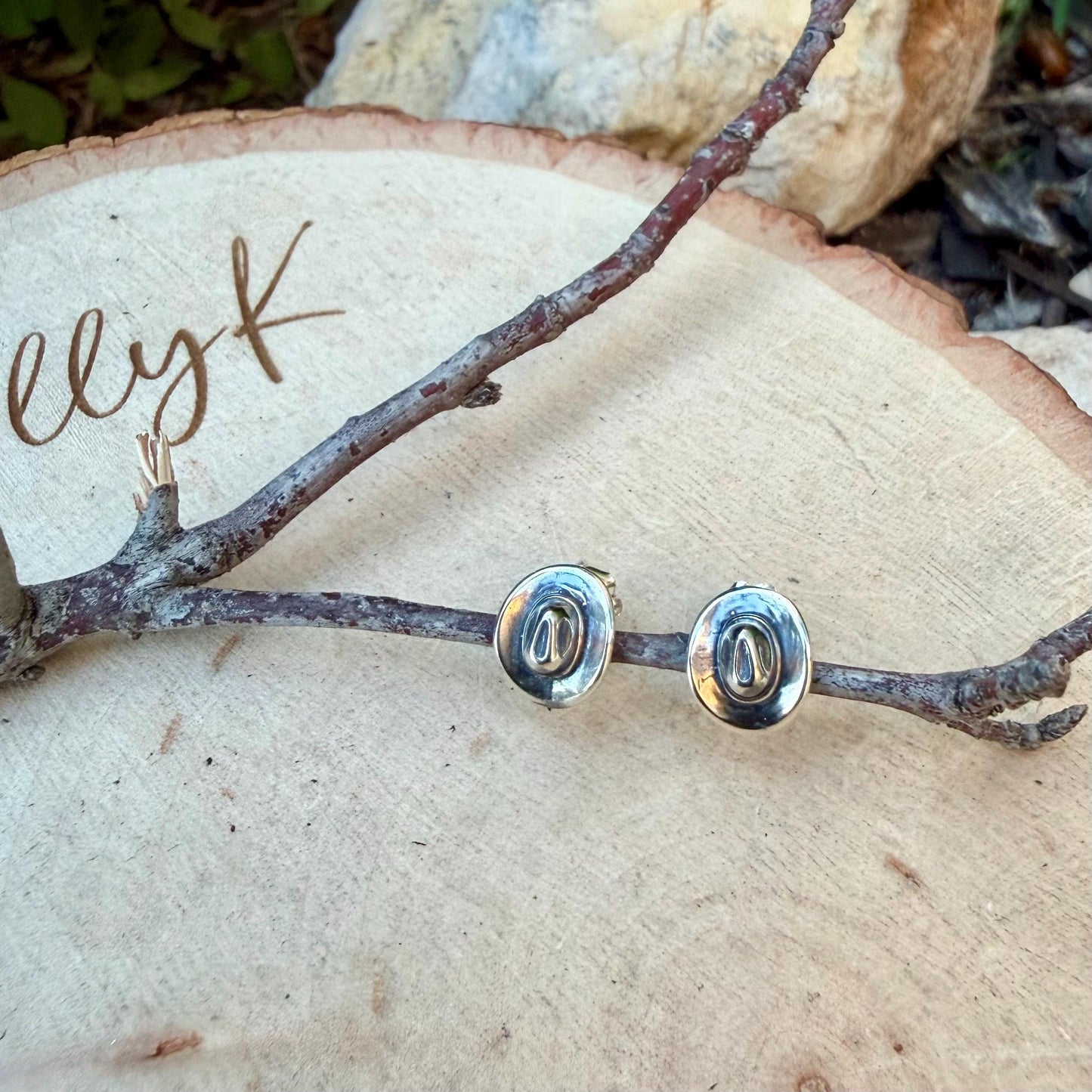 Sterling Silver Cowboy Hat Studs • Western Earrings • Oxidized Post Jewelry