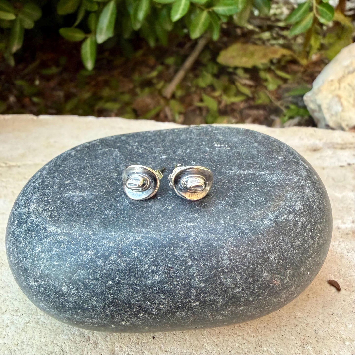 Sterling Silver Cowboy Hat Studs • Western Earrings • Oxidized Post Jewelry