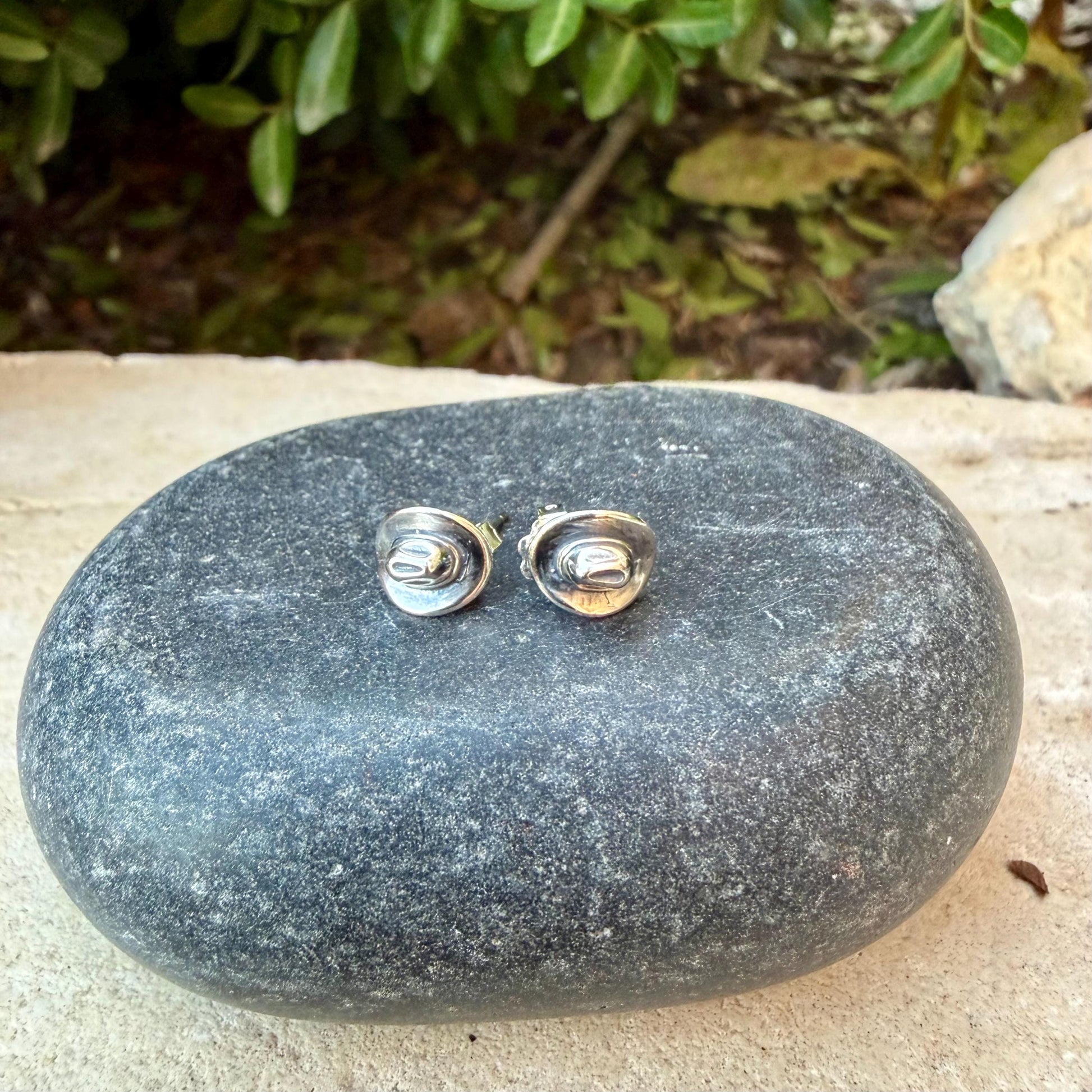 Sterling Silver Cowboy Hat Studs • Western Earrings • Oxidized Post Jewelry