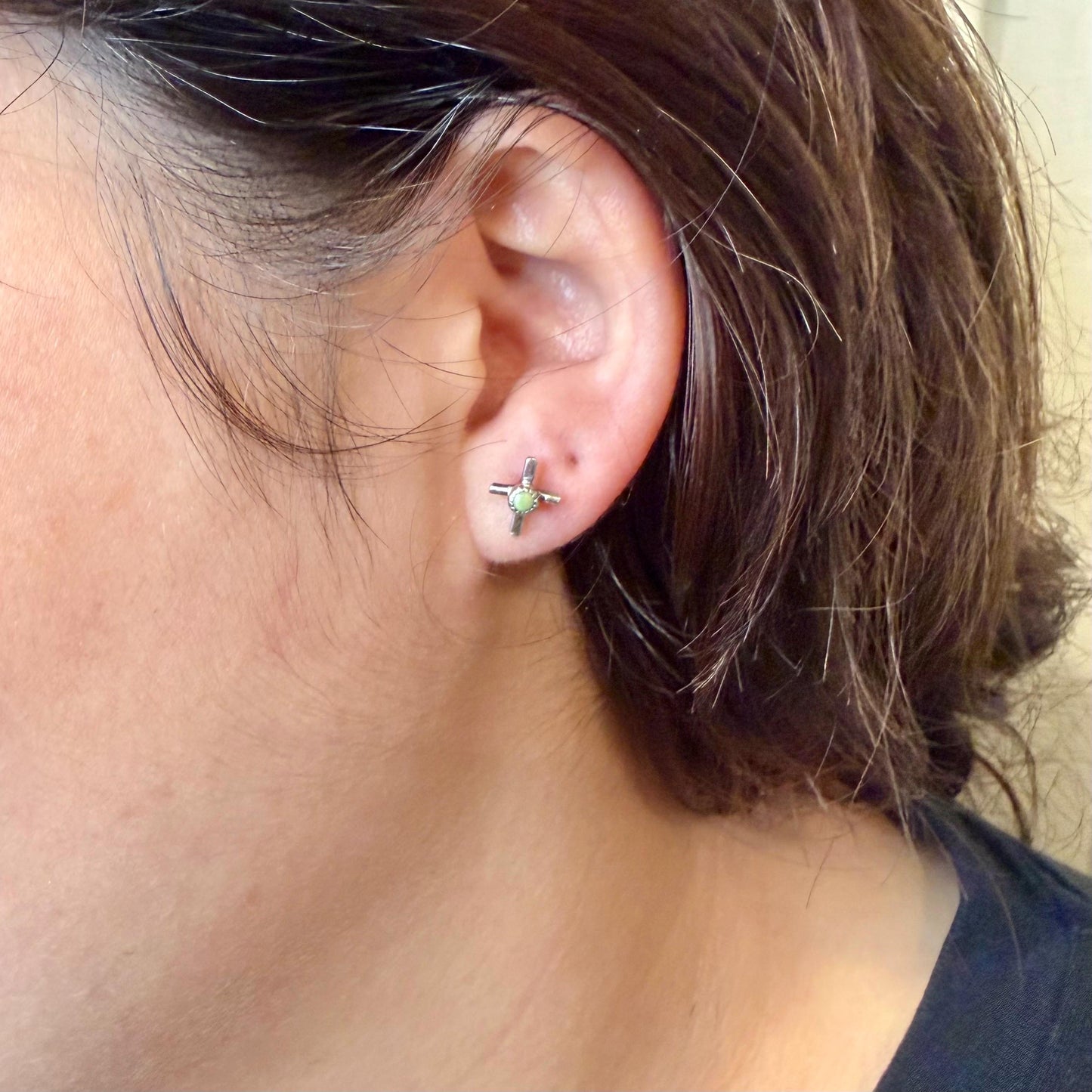 10mm Sterling Cross Earrings • Dainty Western Cross Studs