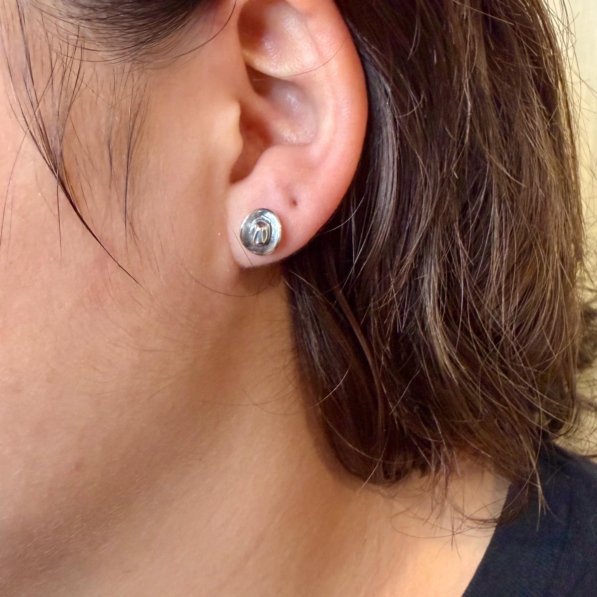 Sterling Silver Cowboy Hat Studs • Western Earrings • Oxidized Post Jewelry