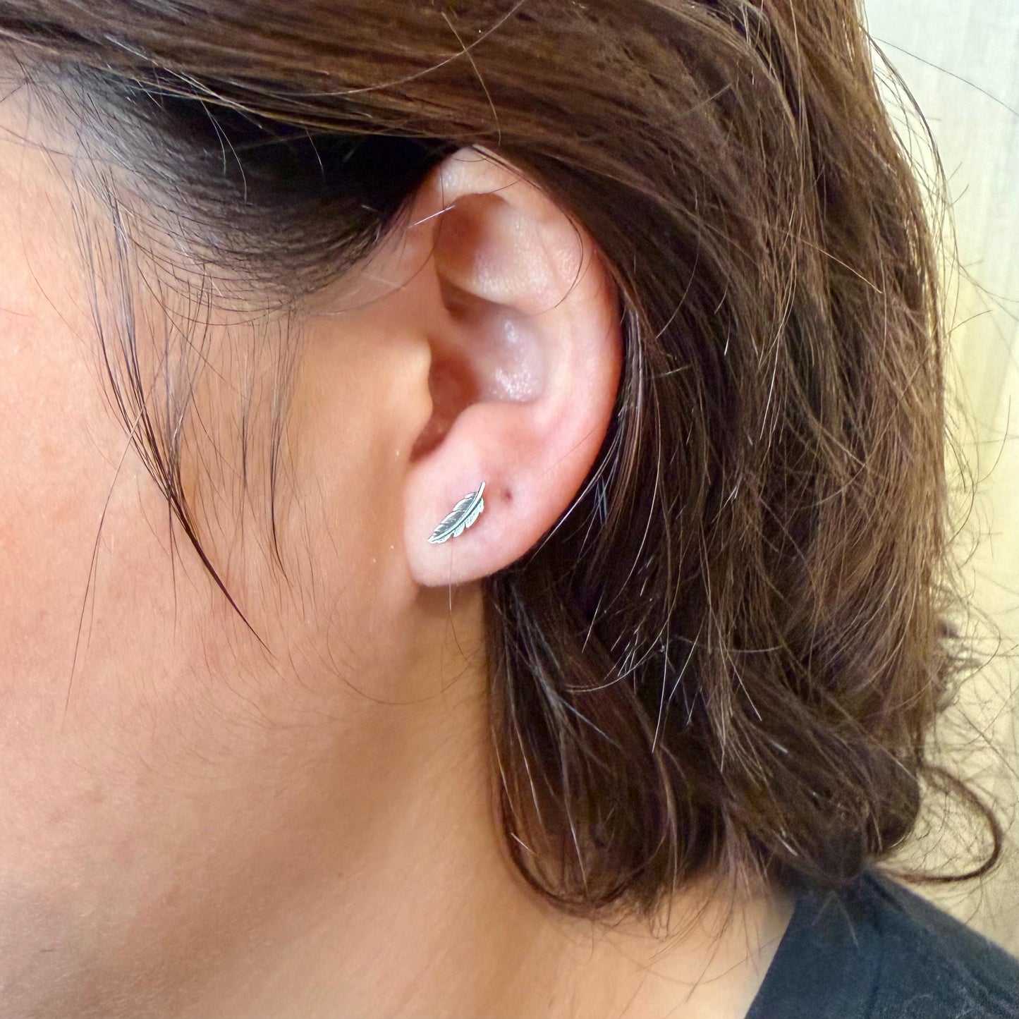 Sterling Silver Feather Studs • Oxidized Post Earrings • Western Minimal Jewelry