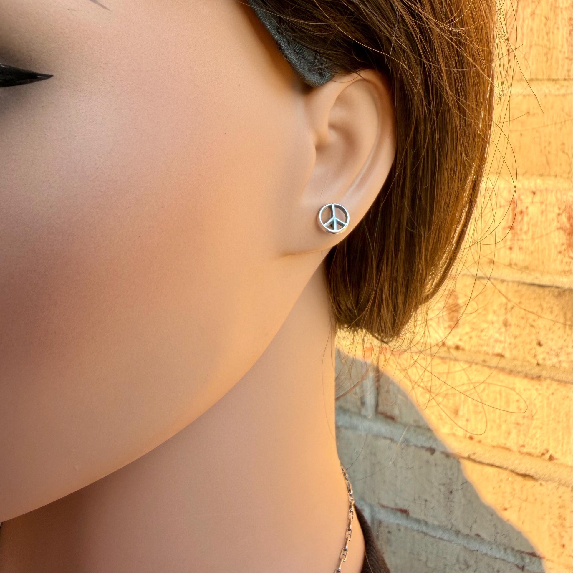 Sterling Silver Peace Sign Studs • Minimal Western Earrings • Everyday Posts