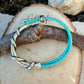 Braided Leather Wrap Bracelet with Silver Half Cuff - Rustic Style in Multiple Colors
