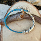 Braided Leather Wrap Bracelet with Silver Half Cuff - Rustic Style in Multiple Colors