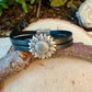 Sunflower Leather Bracelet • Double‑Strand 5mm Leather • Antique Silver Magnetic Cuff