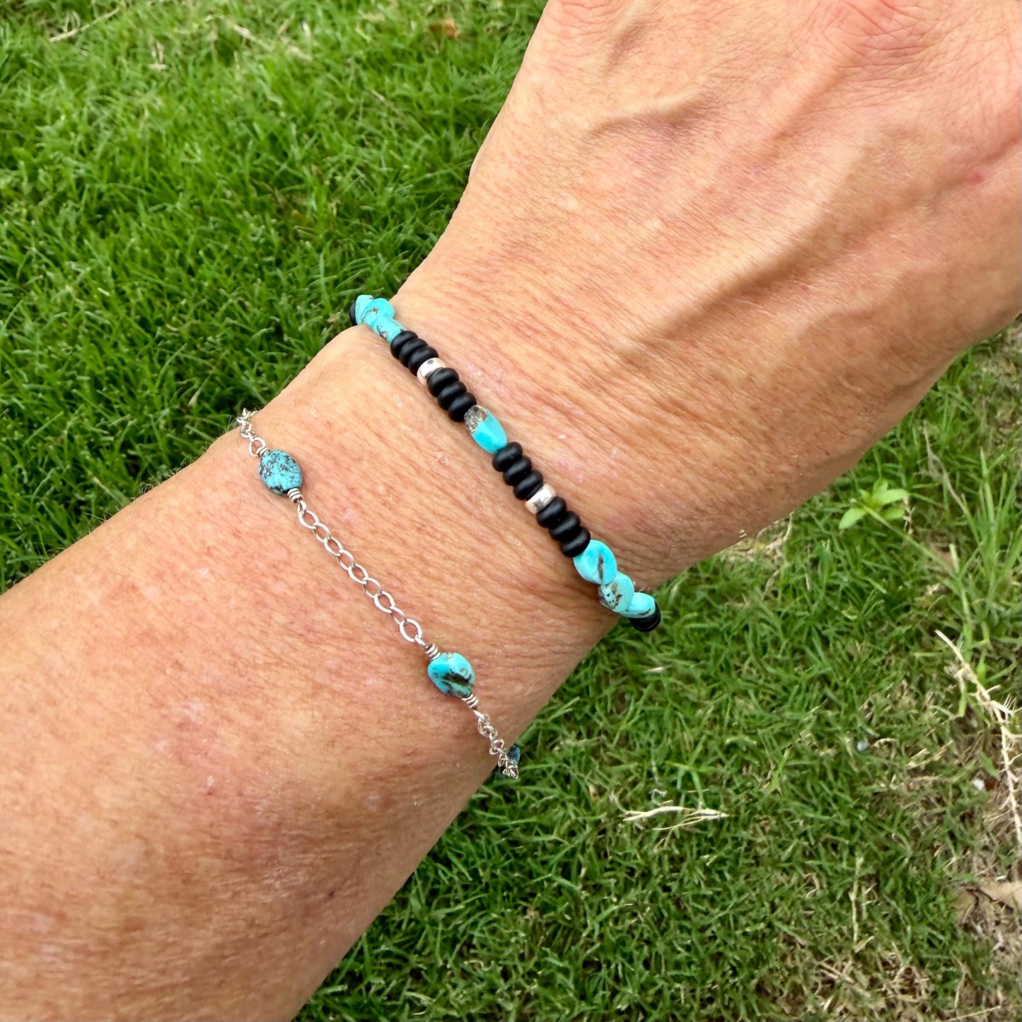 Royston Turquoise Bracelet • Black Onyx • Sterling Silver • Southwestern Jewelry