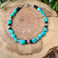Kingman Turquoise Nugget Bracelet • Black Onyx • Sterling Silver • Evil Eye or Feather Charm