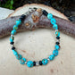Kingman Turquoise Nugget Bracelet • Black Onyx • Sterling Silver • Evil Eye or Feather Charm